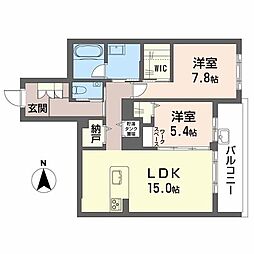リノア泉が丘 1階2LDKの間取り