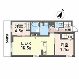 シクラシオン 2LDKの間取図画像