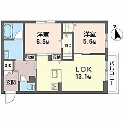 シャーメゾンＭII（ＳｈａＭａｉｓｏｎ　ＭII） 2階2LDKの間取り