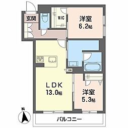 シャーメゾン　アトリエール 1階2LDKの間取り