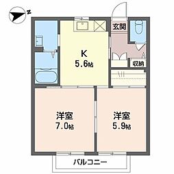 プチメゾンコスギ 2Kの間取図画像