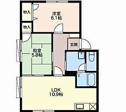 シェソワB 2LDKの間取図画像