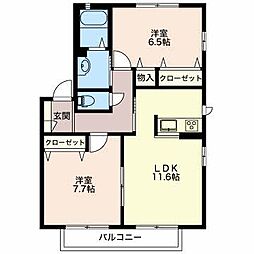 MastTown町村A棟 2LDKの間取図画像