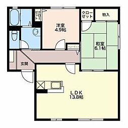 ディアス藤の木A棟 2LDKの間取図画像