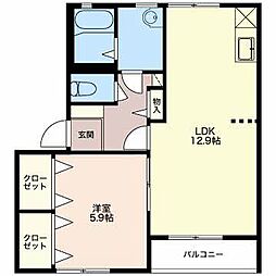 ディアス堀川 1LDKの間取図画像