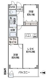 めじろ台ハイム 2LDKの間取図画像