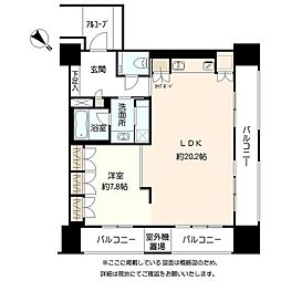 グランドメゾン福岡TheCentralLuxe 1LDKの間取図画像