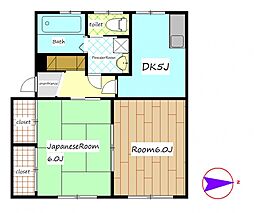 マンションふじ 1階2DKの間取り