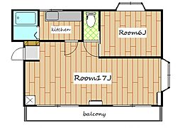 センチュリー21　別館 2階1LDKの間取り