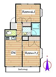 アイランドパレスＣ 1階2DKの間取り