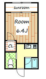 ミントハウス 1階1Kの間取り