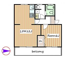 高富ハイツ 1階1LDKの間取り