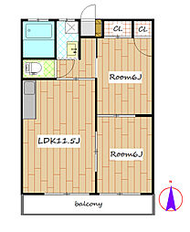 ヨシダハイツ 2LDKの間取図画像