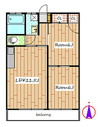 ヨシダハイツ 2LDKの間取図画像