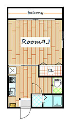 ハイツフレンド力丸Ｖ 2階1Kの間取り