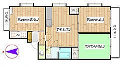 センチュリー21　本館 2階3DKの間取り