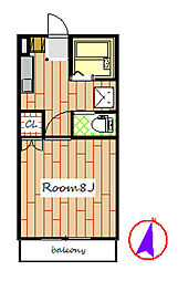 エレガンスライフ花みずきII 1階1Kの間取り