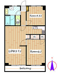 カツミマンション 2LDKの間取図画像