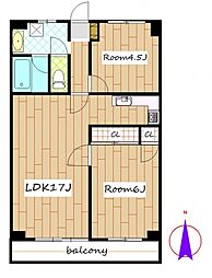 カツミマンション 2LDKの間取図画像