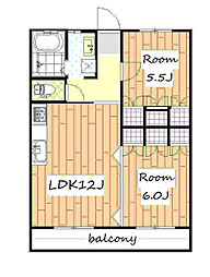 ロビンソンハイツB 2LDKの間取図画像