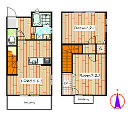 サニーコート石原 2LDKの間取図画像