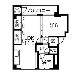 レジデンスカープ請地 1LDKの間取図画像