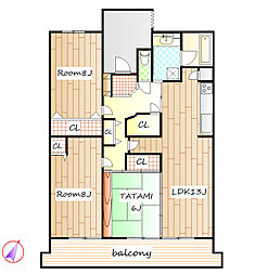 T-oneMIYAHARAWestB 3SLDKの間取図画像