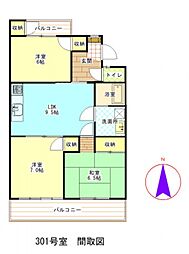 マンションサニーパーク 3LDKの間取図画像