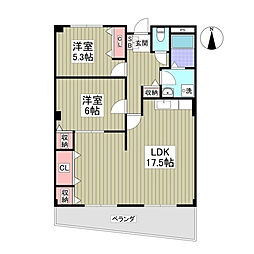 ラ・デファンスミキ 2LDKの間取図画像