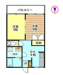 阿部ハイツ 2DKの間取図画像