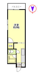 富田ハイツ 1Kの間取図画像