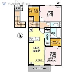 新潟市東区寺山2丁目アパート 2LDKの間取図画像
