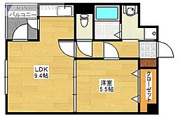ブルームはなみずき 1LDKの間取図画像