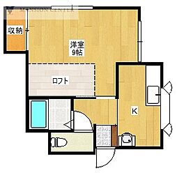 シティパレス 1Kの間取図画像