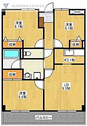 メゾンユニヴェール 3LDKの間取図画像