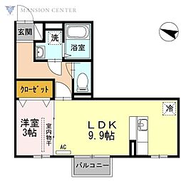 ラ・ランド浜谷A 1LDKの間取図画像