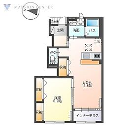 ブルーム 1LDKの間取図画像