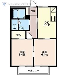 Mハイツ4 2DKの間取図画像