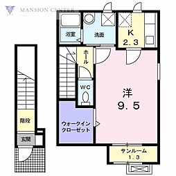 ローテ・リベレ 1Kの間取図画像