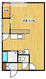 銀河梁 ワンルームの間取図画像