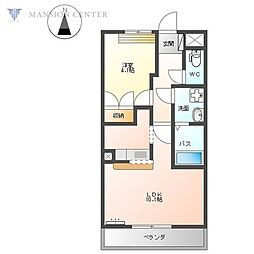 イーストヒルズ 1LDKの間取図画像