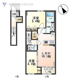 プレシア 2LDKの間取図画像