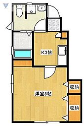 コリーヌ 1Kの間取図画像