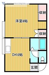 コーポマルイ1 1DKの間取図画像