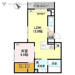D-ROOM東明 1LDKの間取図画像