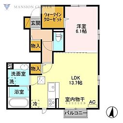 グランドハウス 1LDKの間取図画像