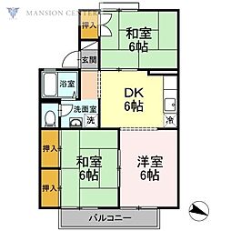 セジュール渡辺B 3DKの間取図画像