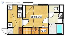 グリーンヒルズ 1Kの間取図画像