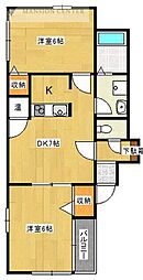 コーポマルイ5 2DKの間取図画像