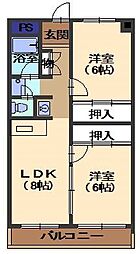 サンハイツ東山 2LDKの間取図画像